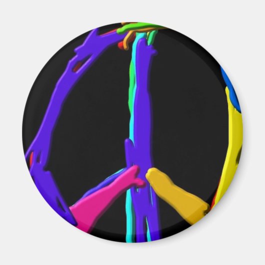 Psychedelic Peace Sign Magnet Magneet (Voorkant)