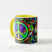 Psychedelic Peace Sign Mok (Voorkant links)