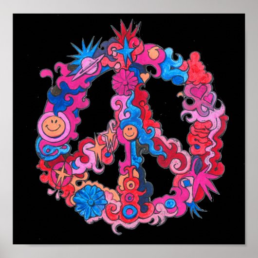Psychedelic Peace Sign Poster (Voorkant)