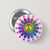 PSYCHEDELIC PEACE SIGN RONDE BUTTON 5,7 CM (Voorkant /achterkant)