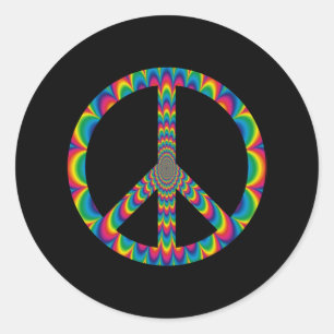 Psychedelic Peace Sign Ronde Sticker