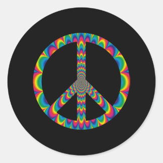 Psychedelic Peace Sign Ronde Sticker