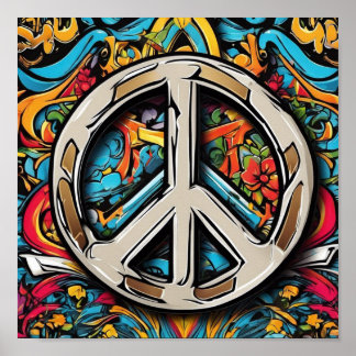 Psychedelic Peace Sign T-Shirt Poster