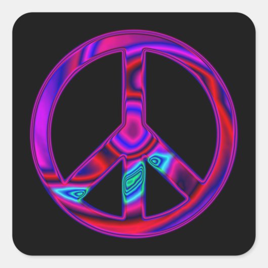 Psychedelic Peace Square Sticker (Voorkant)