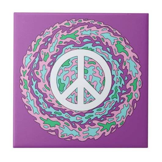 Psychedelic Peace Tegeltje (Voorkant)