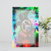 Psychedelic Peace Turtle Blank Stationery Briefpapier (Staand voorkant)