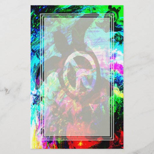 Psychedelic Peace Turtle Blank Stationery Briefpapier (Voorkant)