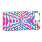 Psychedelic Pink Blue Sound Waves iPhone 7 Coque (Dos (Horizontal))