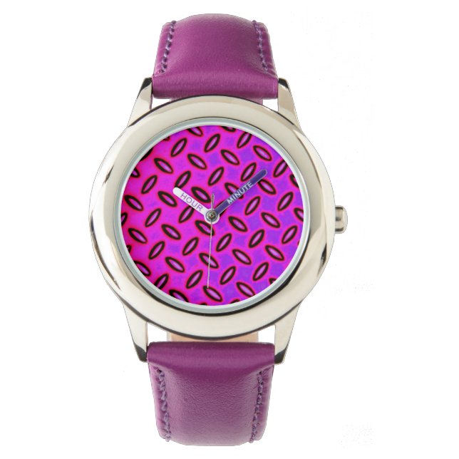 Psychedelic Pink Patterned Watch Horloge (Voorkant)