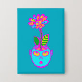 Psychedelic Pixel Art POT HEAD Button (Voorkant)