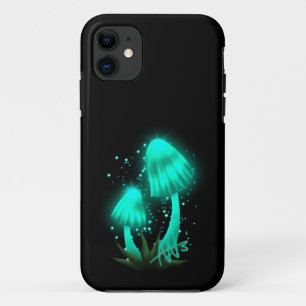 Psychedelic Pixie Pet Gloeiende Cyan Mushroom iPhone 11 Hoesje