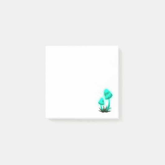 Psychedelic Pixie Pet Gloeiende Cyan Mushroom Post-it® Notes (Voorkant)