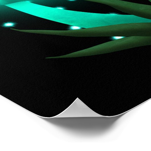 Psychedelic Pixie Pet Gloeiende Cyan Mushroom Poster (Hoek)