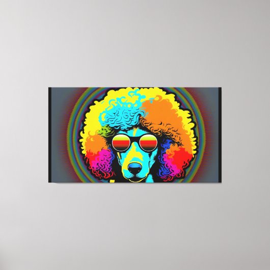Psychedelic Poodle Dog Design Canvas Afdruk (Voorkant)