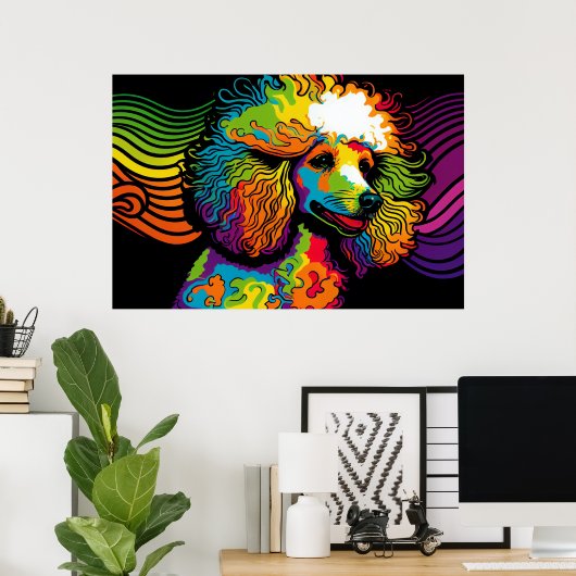 Psychedelic Poodle Dog Design Poster (Thuiskantoor)
