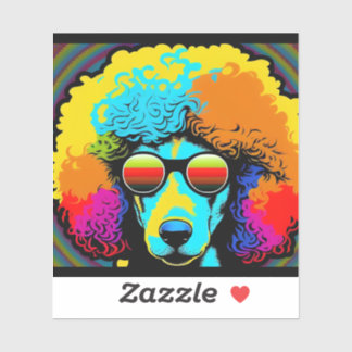 Psychedelic Poodle Dog Design Sticker