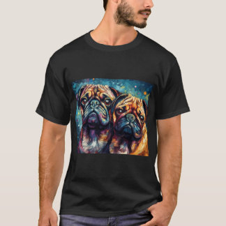 Psychedelic Pug Pals Digitale Schilderkunst - Fauv T-shirt