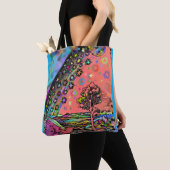 Psychedelic Rainbow Forest and Stars Tote Bag (De près)