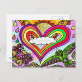 Psychedelic Rainbow Heart Art Print Briefkaart (Voorkant / Achterkant)