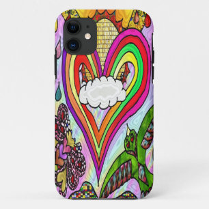Psychedelic Rainbow Heart Art Print iPhone 11 Hoesje