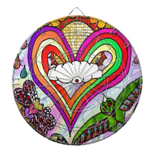 Psychedelic Rainbow Heart Art Print Dartbord