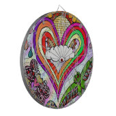 Psychedelic Rainbow Heart Art Print Dartbord (Voorkant Links)