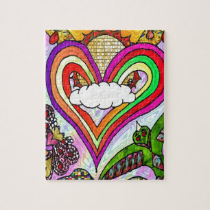 Psychedelic Rainbow Heart Art Print Legpuzzel