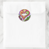 Psychedelic Rainbow Heart Art Print Ronde Sticker (Tas)