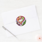 Psychedelic Rainbow Heart Art Print Ronde Sticker (Envelop)