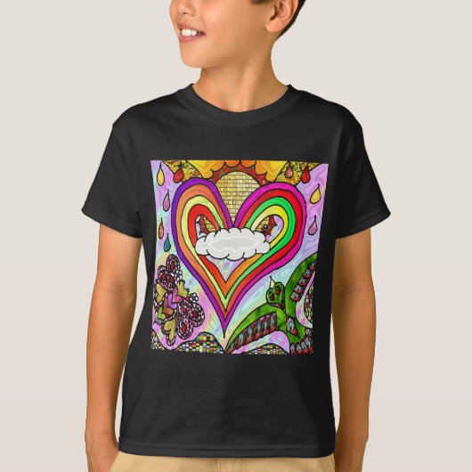 Psychedelic Rainbow Heart Art Print T-shirt (Voorkant)