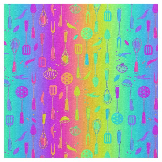 Psychedelic Rainbow Kitchen Stuff Stof (Close Up)