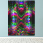 Psychedelic Rainbow Love Hearts Wrapped Canvas (Insitu (Houten vloer))