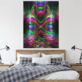 Psychedelic Rainbow Love Hearts Wrapped Canvas Afdruk (Insitu (Slaapkamer))