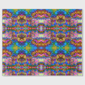 Psychedelic Rainbow Neon Wrapping Paper Cadeaupapier (Vlak)