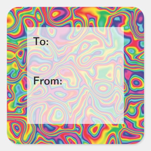 Psychedelic Rainbow Oil Pattern Gift Labels (Voorkant)