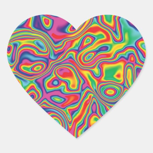 Psychedelic Rainbow Oil Pattern Hart Sticker (Voorkant)