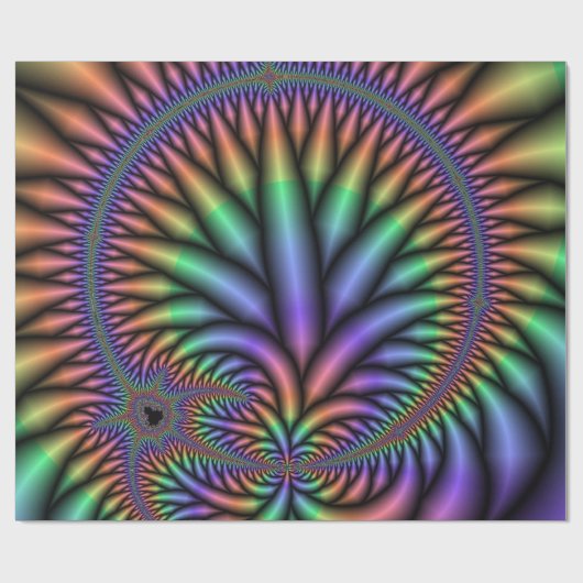 Psychedelic Rainbow Plant Wrapping Paper Cadeaupapier (Vlak)