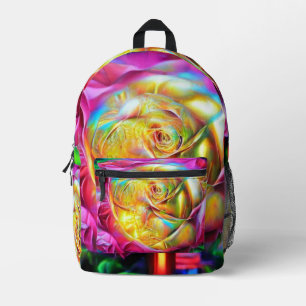 Psychedelic Rainbow-Roos Bedrukte Rugzak