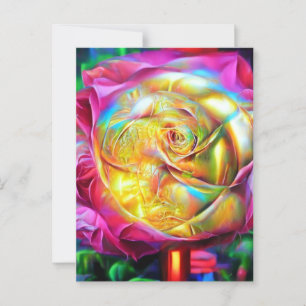 Psychedelic Rainbow-Roos Briefkaart