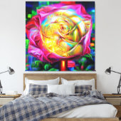 Psychedelic Rainbow-Roos Canvas Afdruk (Insitu (Slaapkamer))