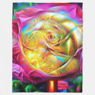 Psychedelic Rainbow-Roos Fleece Deken