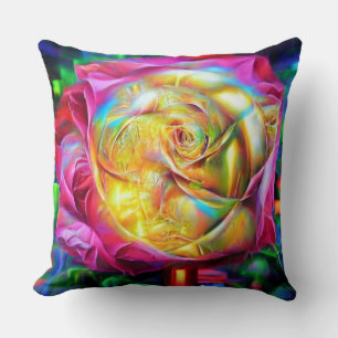 Psychedelic Rainbow-Roos Kussen