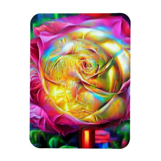 Psychedelic Rainbow-Roos Magneet (Verticaal)