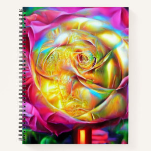 Psychedelic Rainbow-Roos Notitieboek