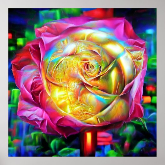 Psychedelic Rainbow-Roos Poster (Voorkant)