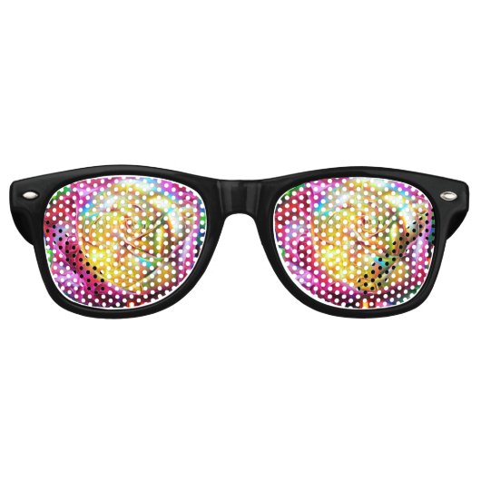 Psychedelic Rainbow-Roos Retro Zonnebril (Voorkant)