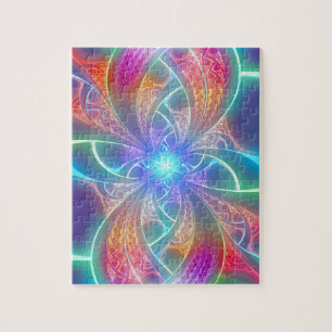 Psychedelic Rainbow Swirls Fractal Pattern Legpuzzel