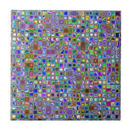 Psychedelic Rainbow Textured Mosaic Tiles Pattern Tegeltje
