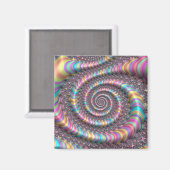 Psychedelic Rainbow Unicorn Funky Nautilus Fractal Magneet (Voorkant / Achterkant)