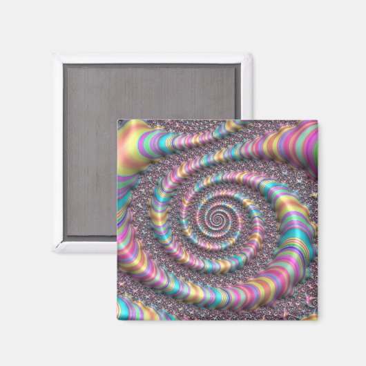 Psychedelic Rainbow Unicorn Funky Nautilus Fractal Magneet (Voorkant / Achterkant)